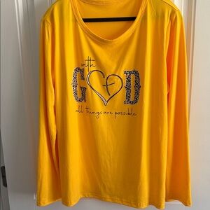 Yellow Long Sleeve Tee with Inspirational Print